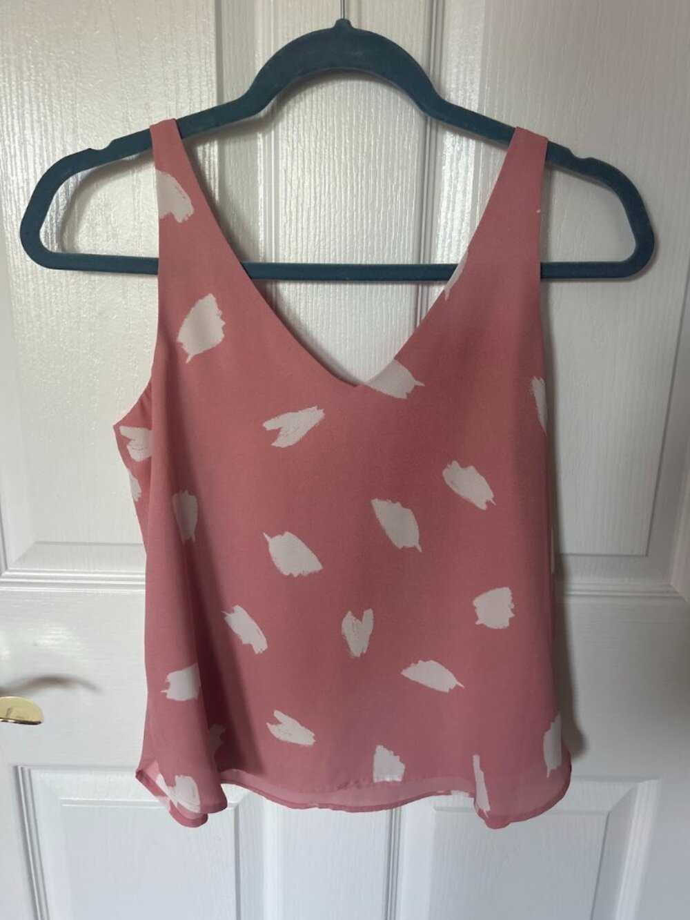 LOFT Petite Pink White Brushstroke Sleeveless Blouse XSP